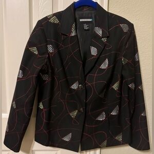 Vintage Requirements brand blazer - black with embroidery.  Size 12